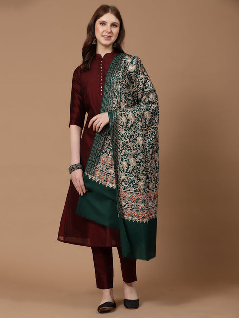 Women's Aari Embroidery Wool Shawl
